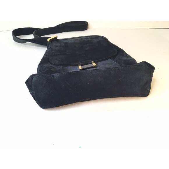 Americana by Sharif Navy Blue Suede Leather Shoulder Bag - Picture 4 of 7